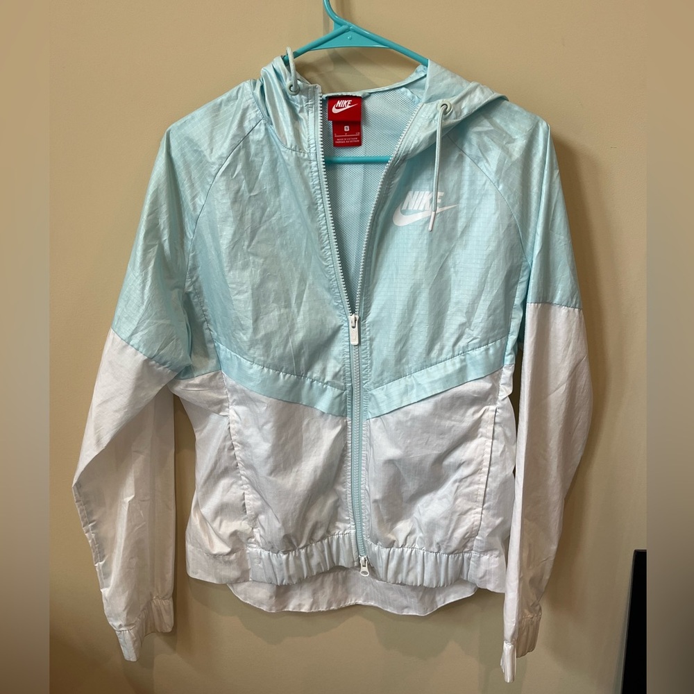 Nike Blue and White Utility Jacket Lightweight Hooded Design